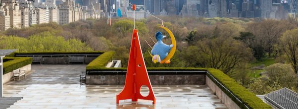 A Blue Sculpture of Big Bird is on the Met Rooftop