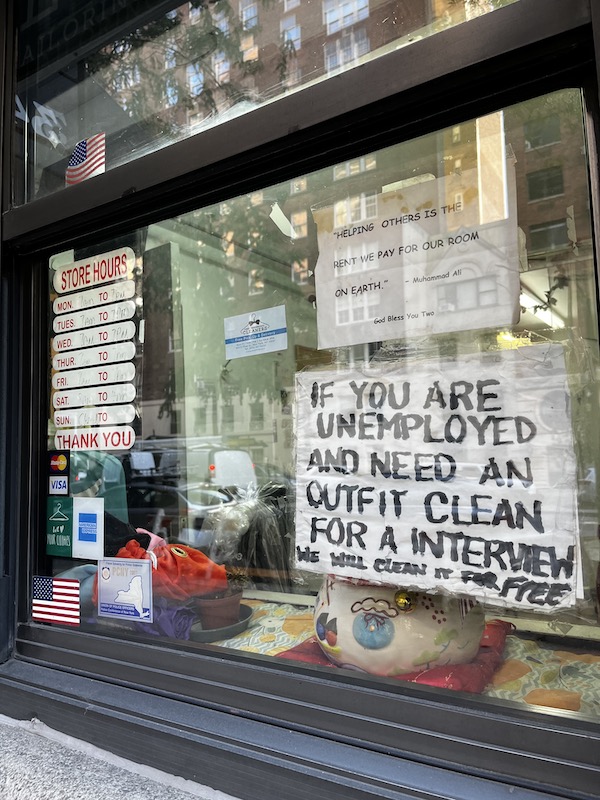 upper east side dry cleaner sign