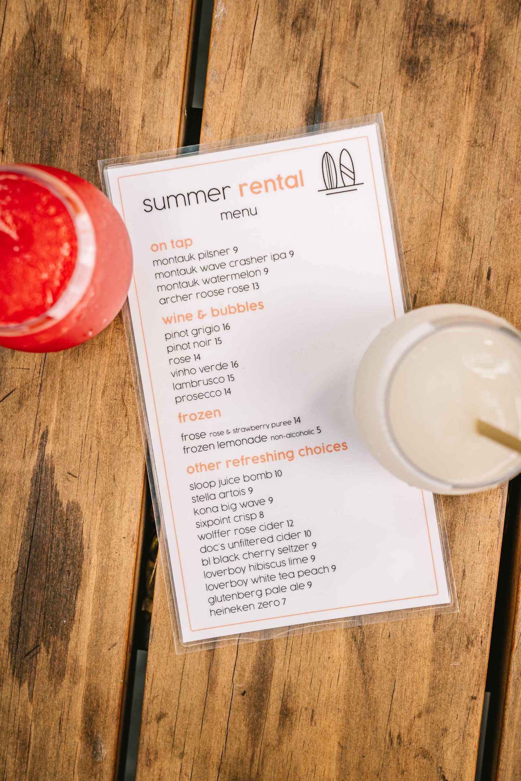 summer rental menu