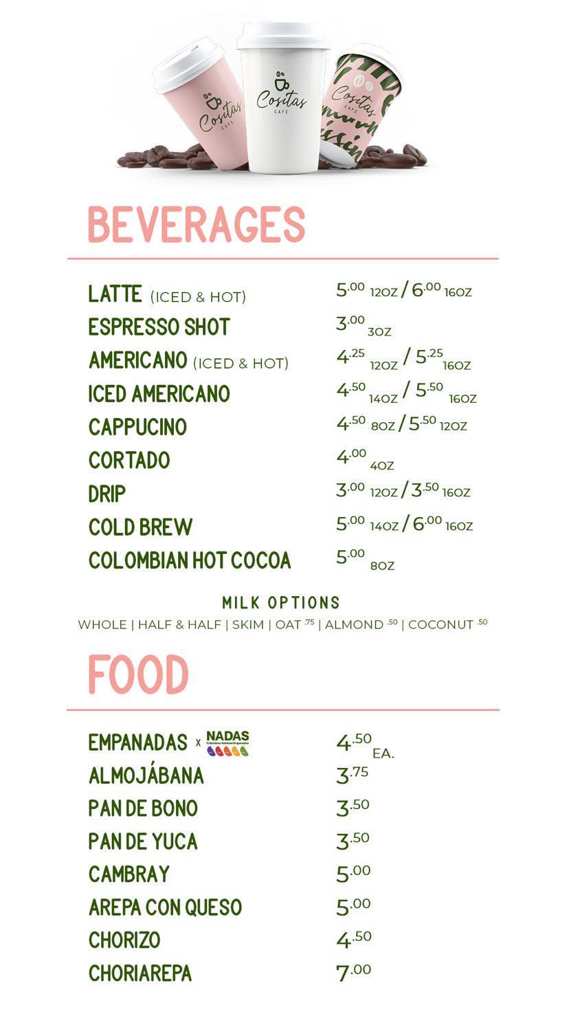 cositas cafe menu