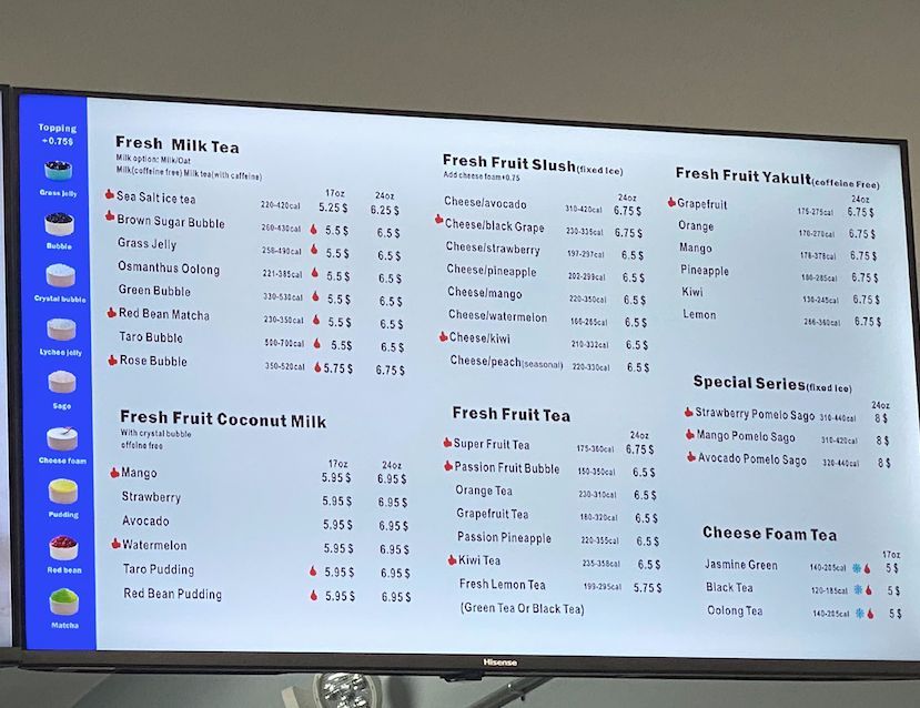 walking tea menu