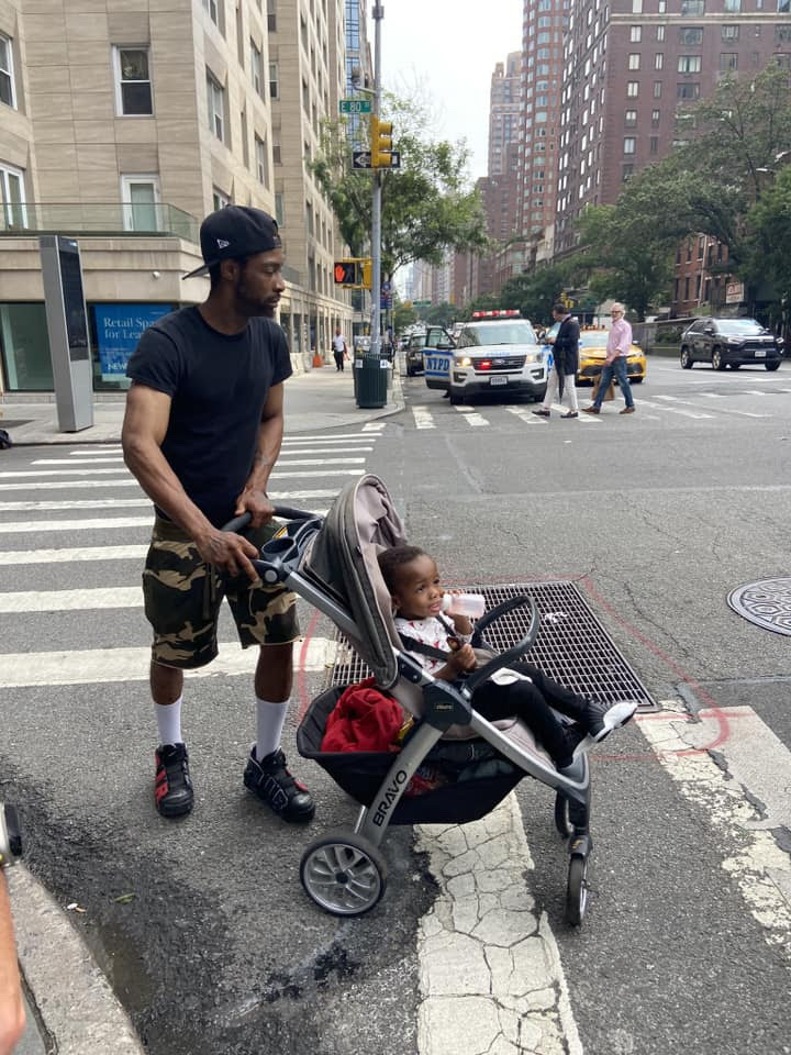 man pushing stroller menacing upper east side