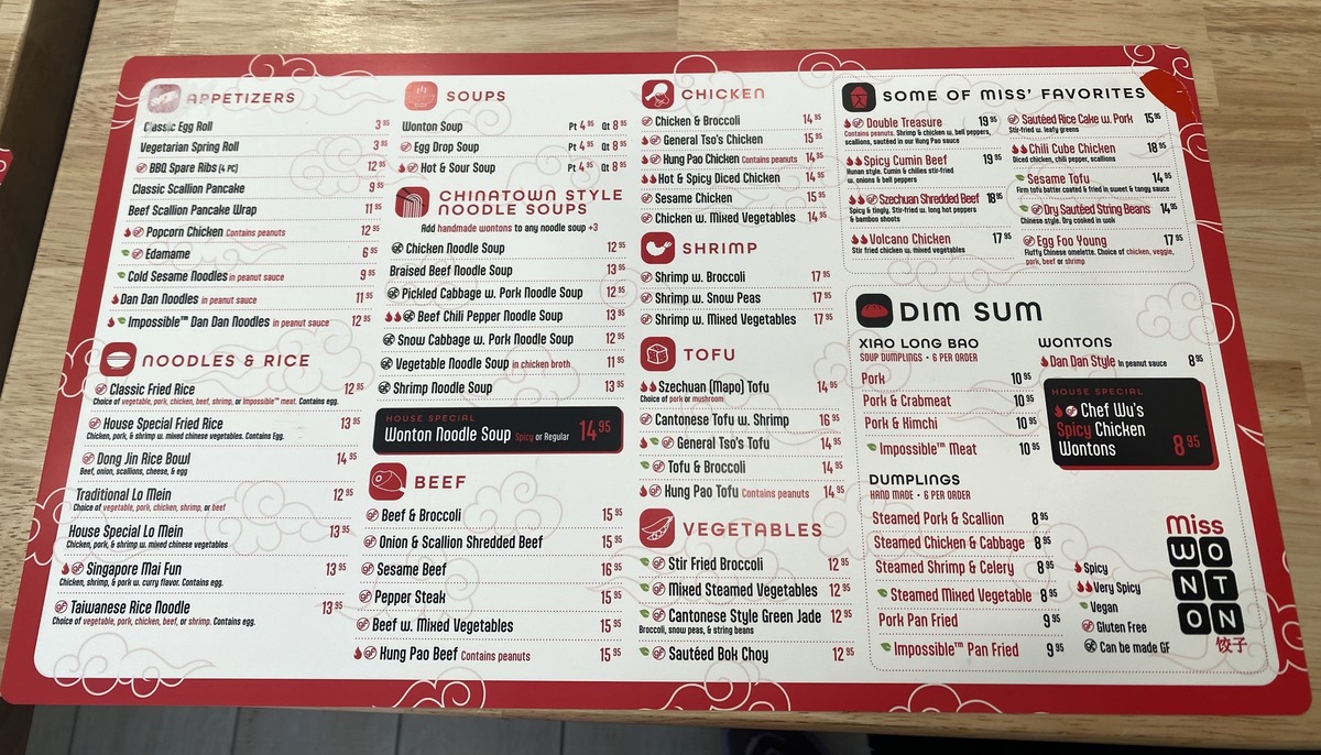 miss wonton menu