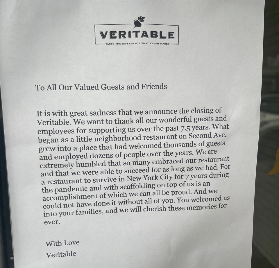 veritable closing sign